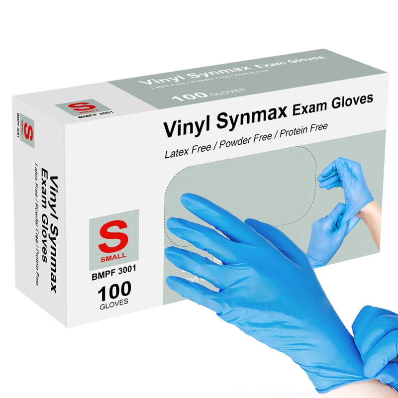 squish Disposable Gloves, Blue 4 mil Vinyl Synmax Blend Exam Gloves Non Sterile, Powder Free, Latex Free - Cleaning Supplies, Kitchen and Food Safe(Pack of 100) (Blue Large) - Image 1